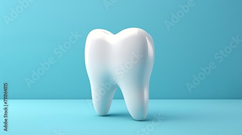 Close-up of a tooth on a blue background. Medical  dental design template. Dental health concept