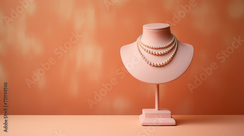 Pearl necklace displayed on figurine torso