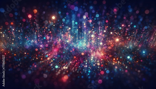 Vibrant Multicolored Abstract Bokeh Effect of Sparkling Lights Against a Dark Background Generated Image