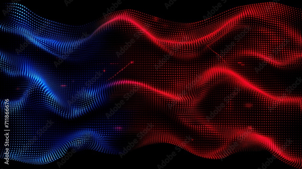 Abstract red and blue digital wave pattern on dark background Abstract red and blue digital wave pattern on dark background