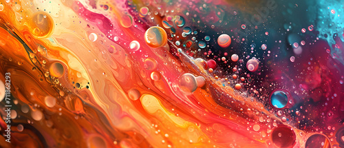 Vibrant hues dance in a sea of fluid  creating a mesmerizing painting of abstract art