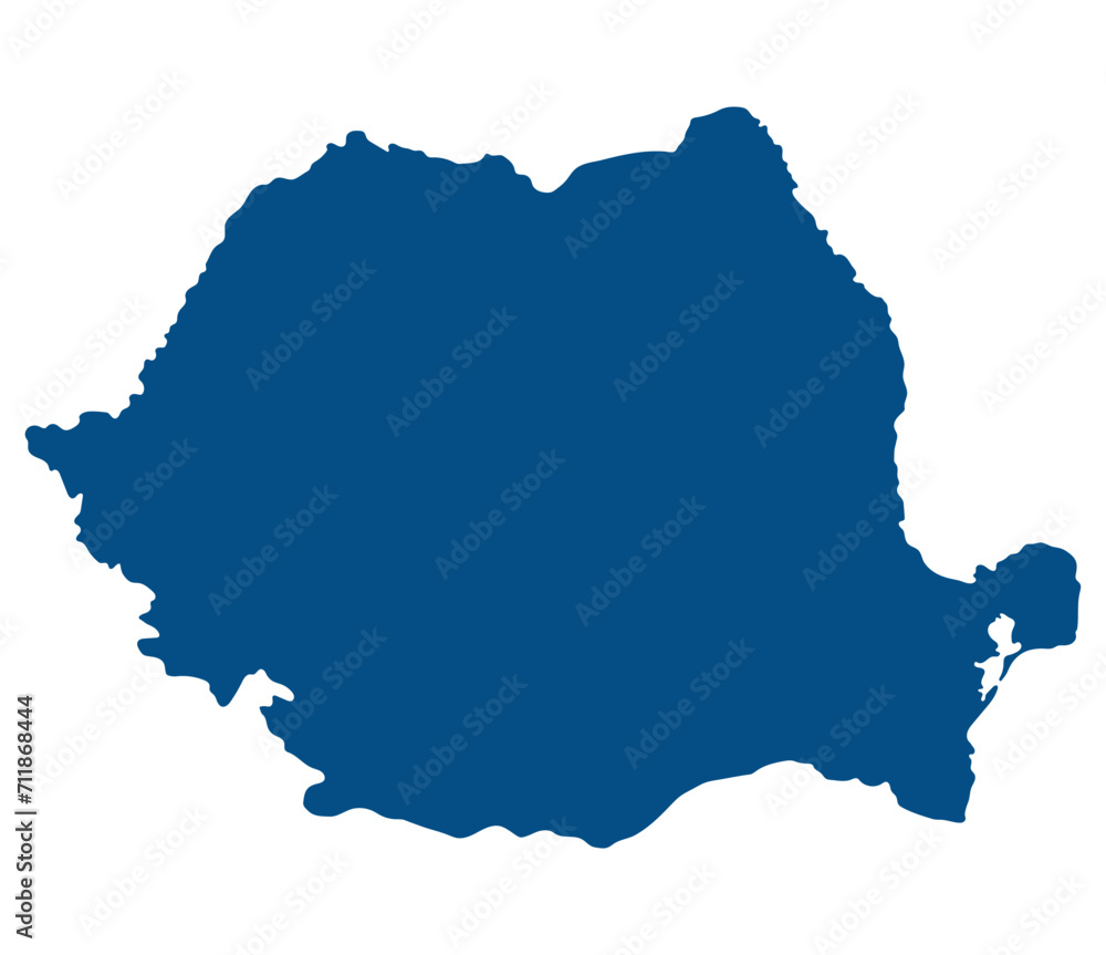 Romania map. Map of Romania in blue color
