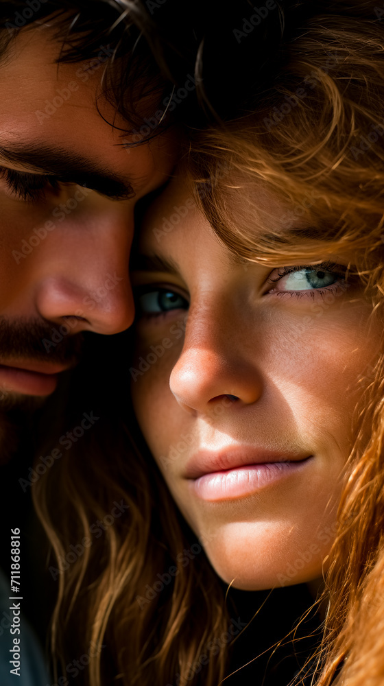 Man and woman face to face. Tenderness and love. Lovers and happy. Close-up. Man and woman face to face. Tenderness and love. Lovers and happy. Close-up.