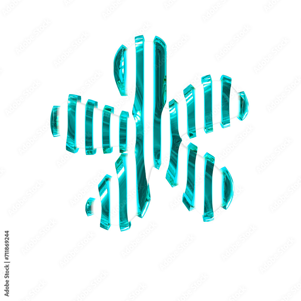 White 3d symbol with turquoise vertical ultra thin straps White 3d symbol with turquoise vertical ultra thin straps