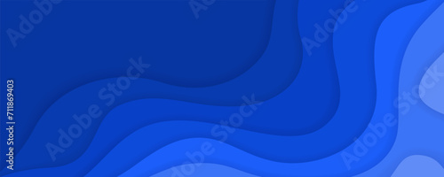 Abstract bright light and dark blue wavy shapes paper cut background. Elegant 3d layered illustration, water waves concept for banner, wallpaper, trendy cutout cover