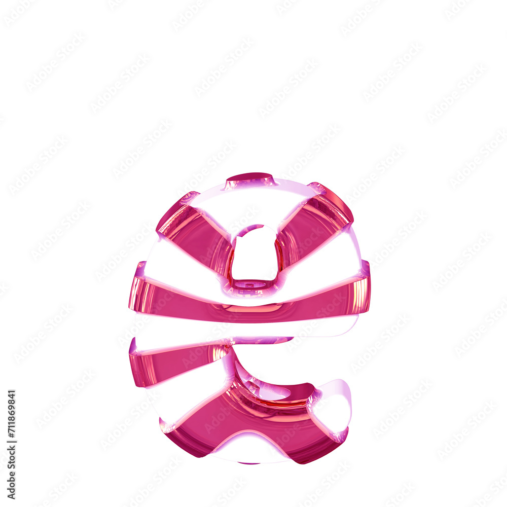 White symbol with thick pink straps. letter e White symbol with thick pink straps. letter e