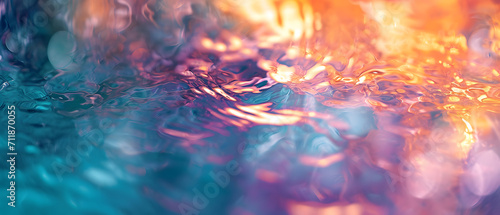 Vibrant hues dance on the rippling surface, creating a mesmerizing abstract of light and water