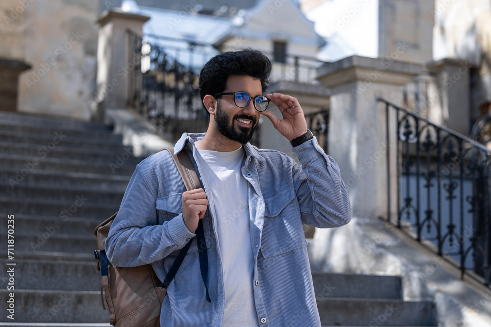 Bearded hindu man looking happy and excited Bearded hindu man looking happy and excited