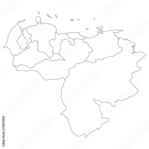 Venezuela map. Map of Venezuela in mains regions in white color