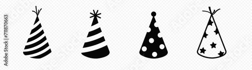 Festive party hats sketch. Cones with stripes and circles for joyful birthday and holiday from bright carnival vector paper