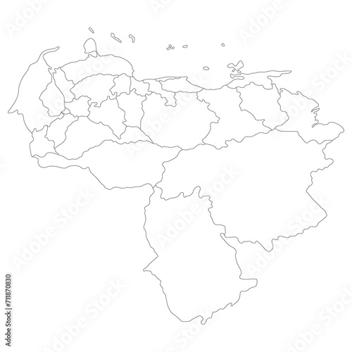 Venezuela map. Map of Venezuela in administrative provinces in white color