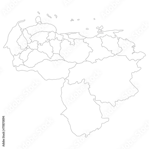 Venezuela map. Map of Venezuela in administrative provinces in white color