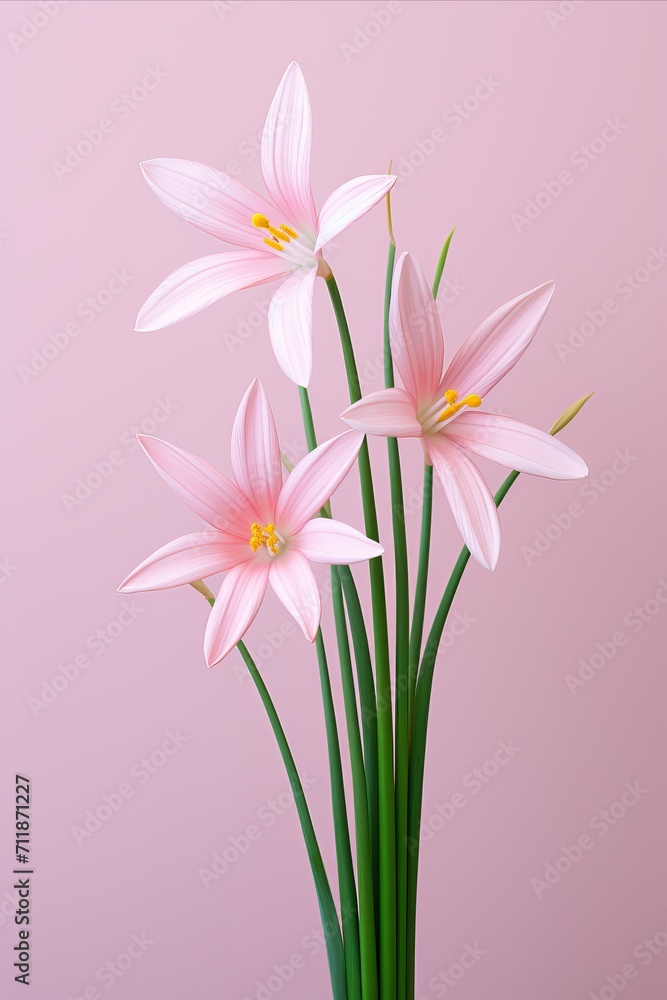Naklejka premium Elegant star of flower stem on pastel color backgroundaesthetic floral simplicity composition
