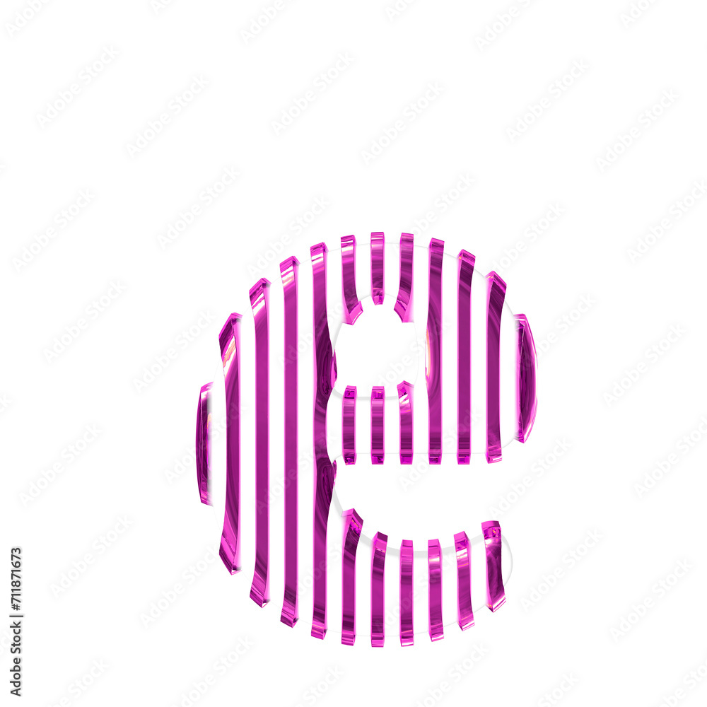 White symbol with purple vertical ultra thin straps. letter e White symbol with purple vertical ultra thin straps. letter e