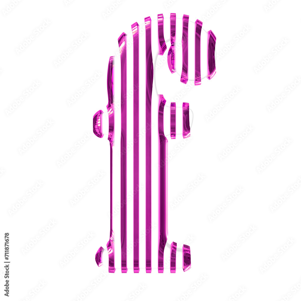 White symbol with purple vertical ultra thin straps. letter f White symbol with purple vertical ultra thin straps. letter f