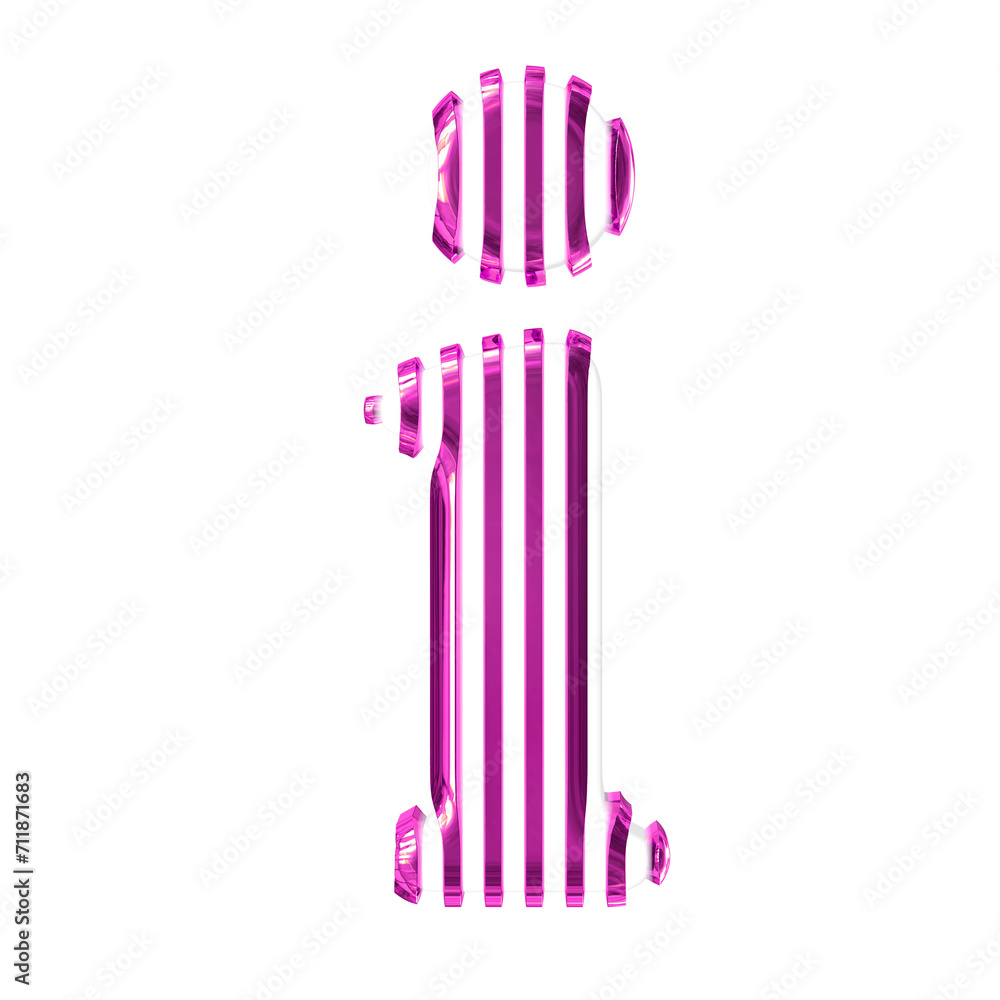White symbol with purple vertical ultra thin straps. letter i White symbol with purple vertical ultra thin straps. letter i