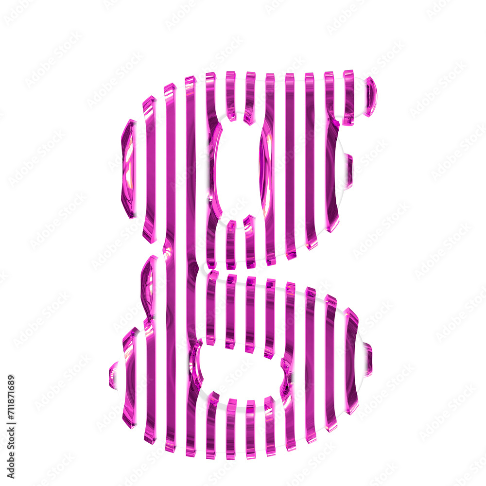 White symbol with purple vertical ultra thin straps. letter g White symbol with purple vertical ultra thin straps. letter g