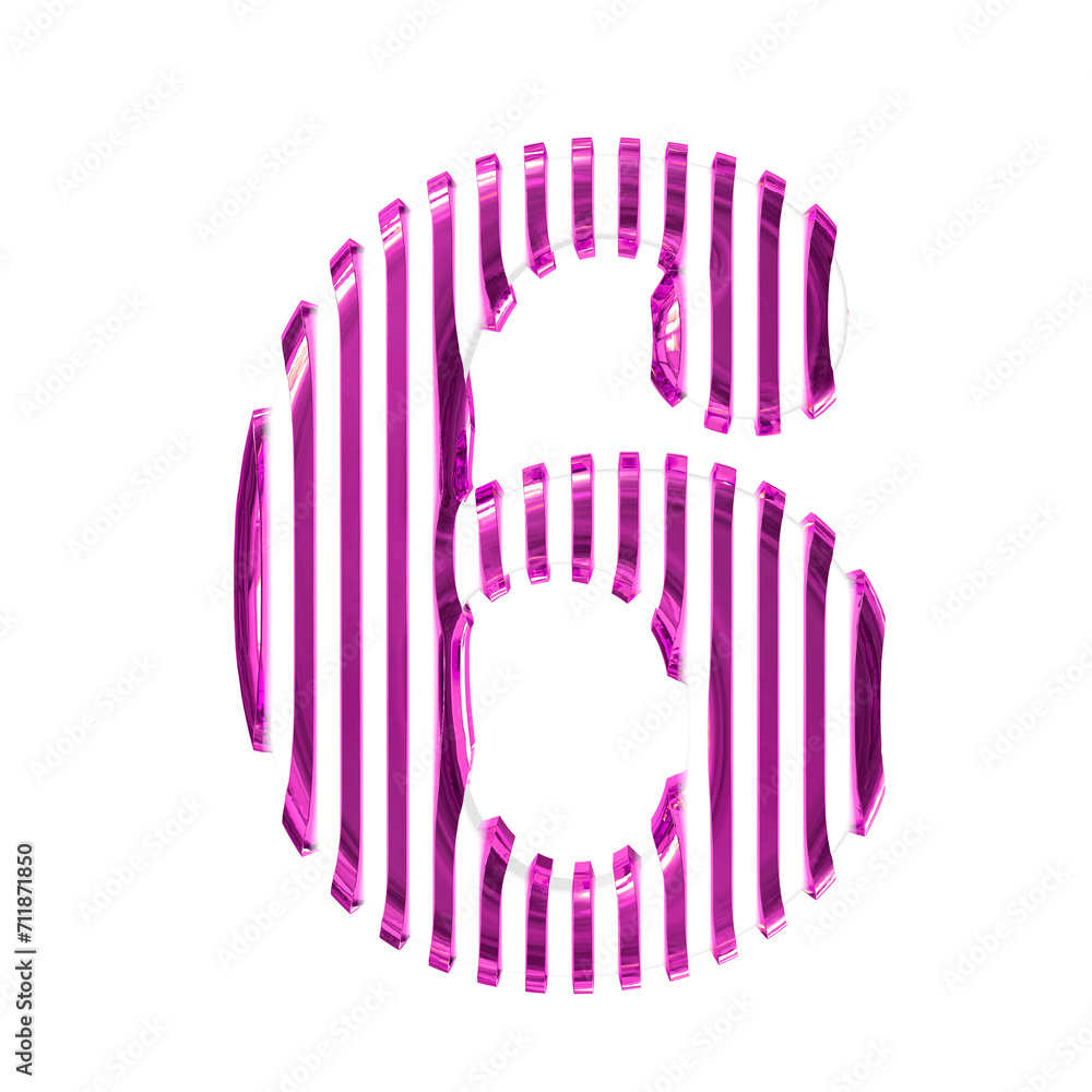 White symbol with purple vertical ultra thin straps. number 6 White symbol with purple vertical ultra thin straps. number 6