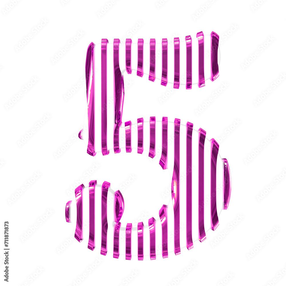 White symbol with purple vertical ultra thin straps. number 5 White symbol with purple vertical ultra thin straps. number 5