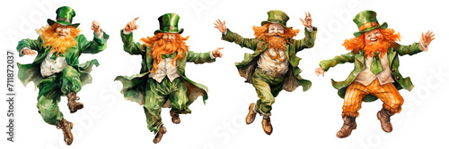 Leprechauns with money . Dwarves with money. Heroes of St. Patrick's Day. Luck, winnings, St. Patrick's Day lottery. Clipart on a transparent background photo