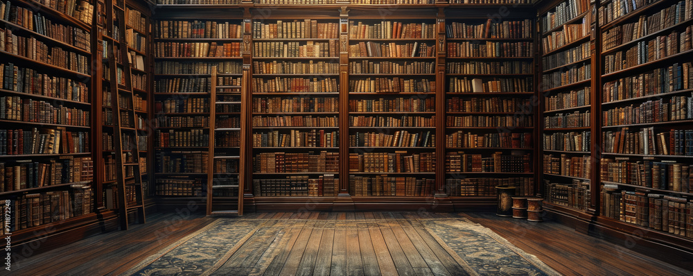 © Serega - old books in a room that looks like an old library, in the style of detailed texture © Serega - old books in a room that looks like an old library, in the style of detailed texture