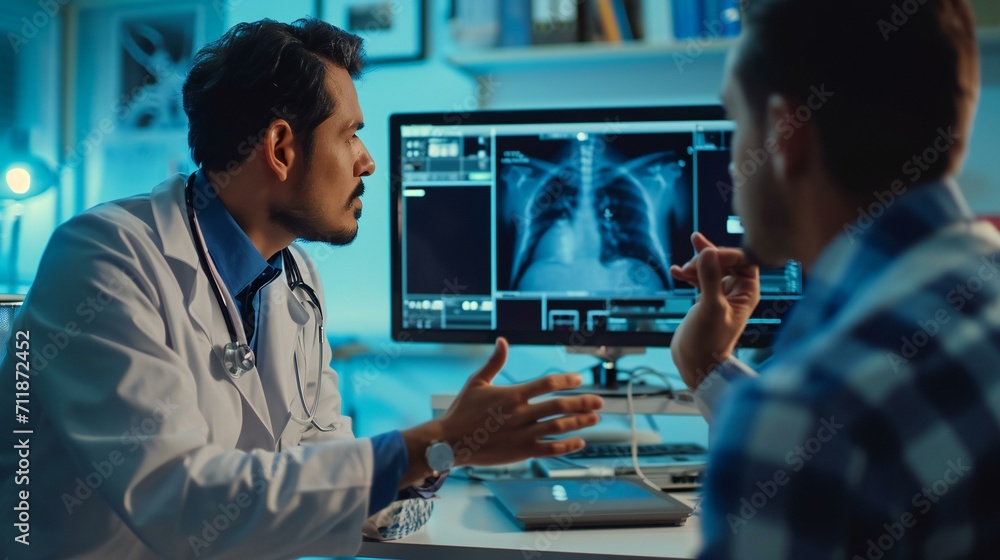 Doctor Discussing X-Ray Results with Patient Doctor Discussing X-Ray Results with Patient