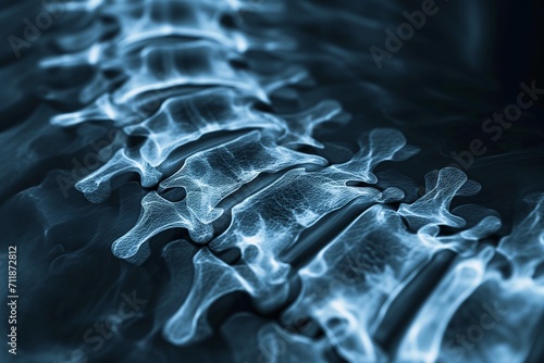 Lumbar Spine X-ray in Blue Tones