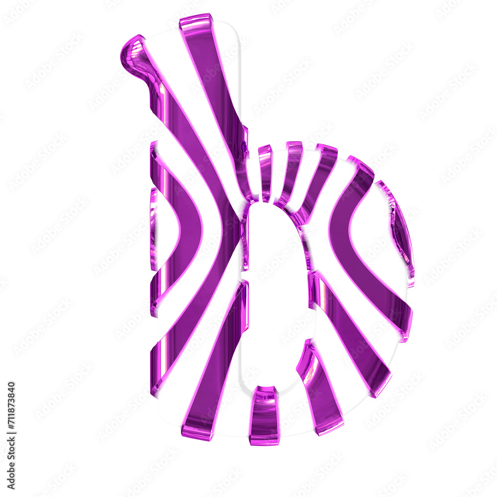 White symbol with purple thin straps. letter b White symbol with purple thin straps. letter b