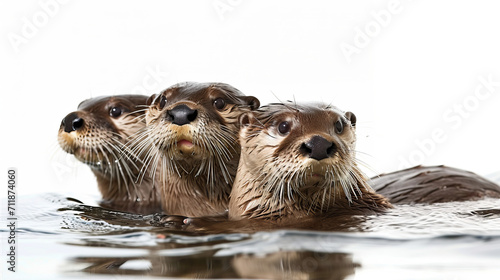 Ethereal Euphoria, A Captivating Ballet of Three Otters Gracefully Gliding Through Crystal Clear Waters © Usman