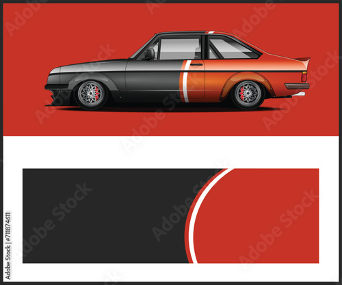 Racing car wrap design vector. Graphic abstract stripe racing background 