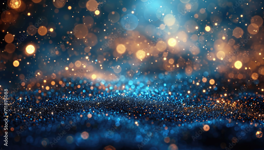 Yellow lights on dark blue background with blurred bokeh background Ai generative Yellow lights on dark blue background with blurred bokeh background Ai generative