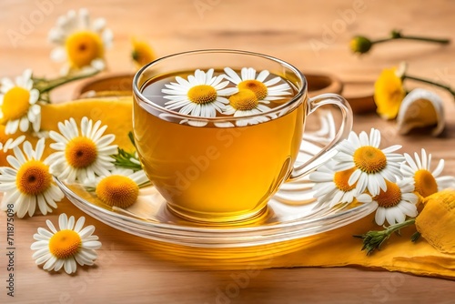 cup of tea and chamomile flowers Generated with AI.