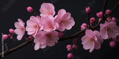 Beautiful cherry blossom branch of Sakura tree