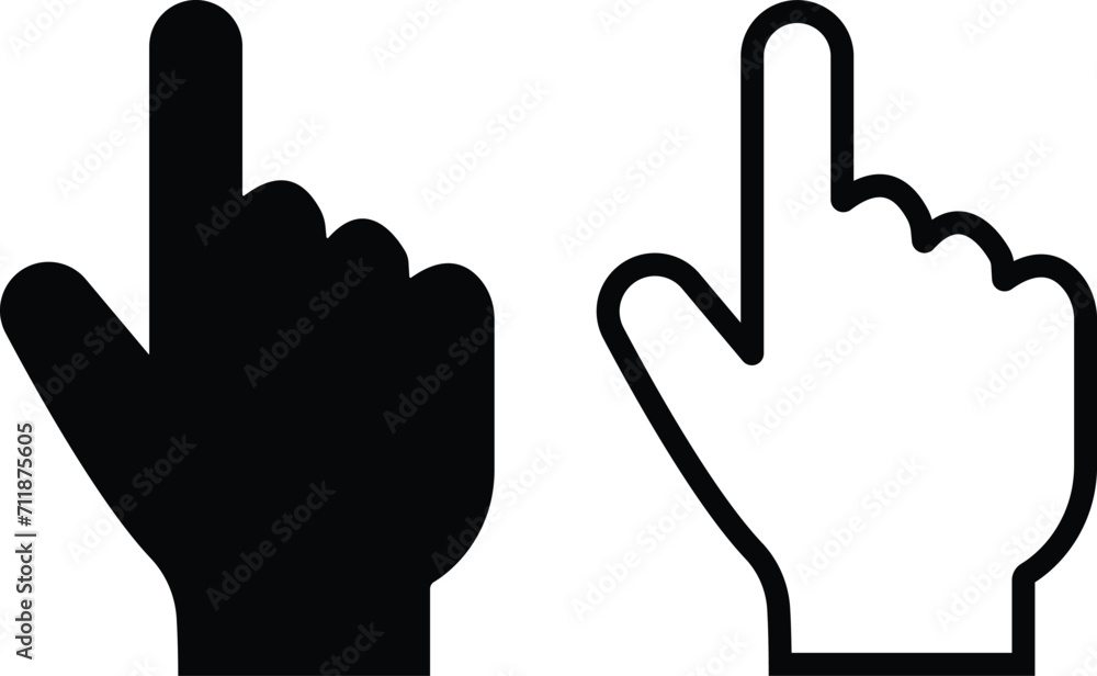 hand with index finger icon in flat style. isolated on transparent ...