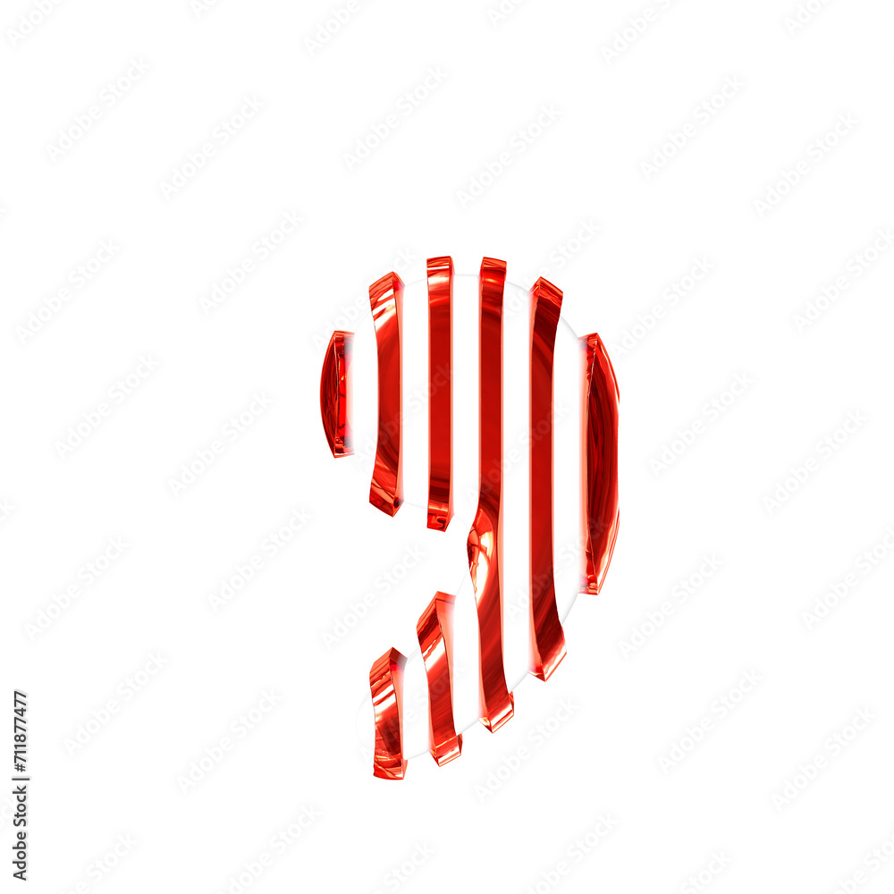 White 3d symbol with red vertical ultra thin straps White 3d symbol with red vertical ultra thin straps