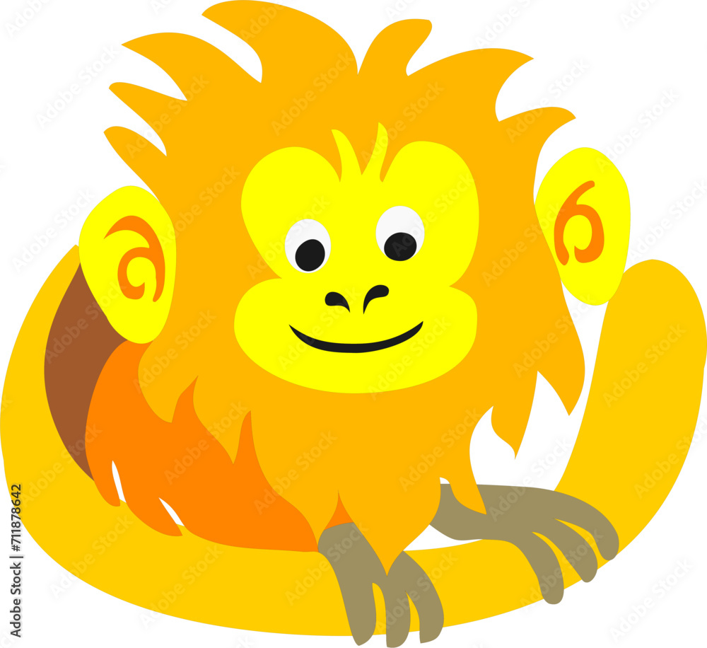 funny lion cartoon Lion tamarin are small monkey in a cartoon style. 