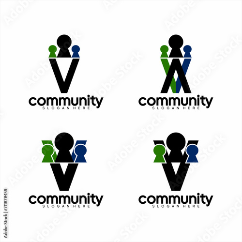 Community logo design with letter V concept.