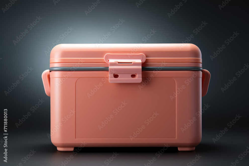 Cooler bag in trendy color. Background with selective focus and copy space Cooler bag in trendy color. Background with selective focus and copy space