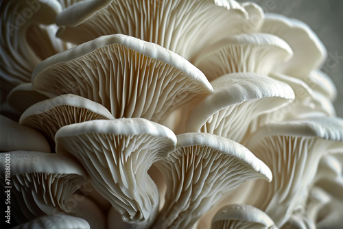 Mycelium with mushrooms, bottom view. Background with selective focus and copy space