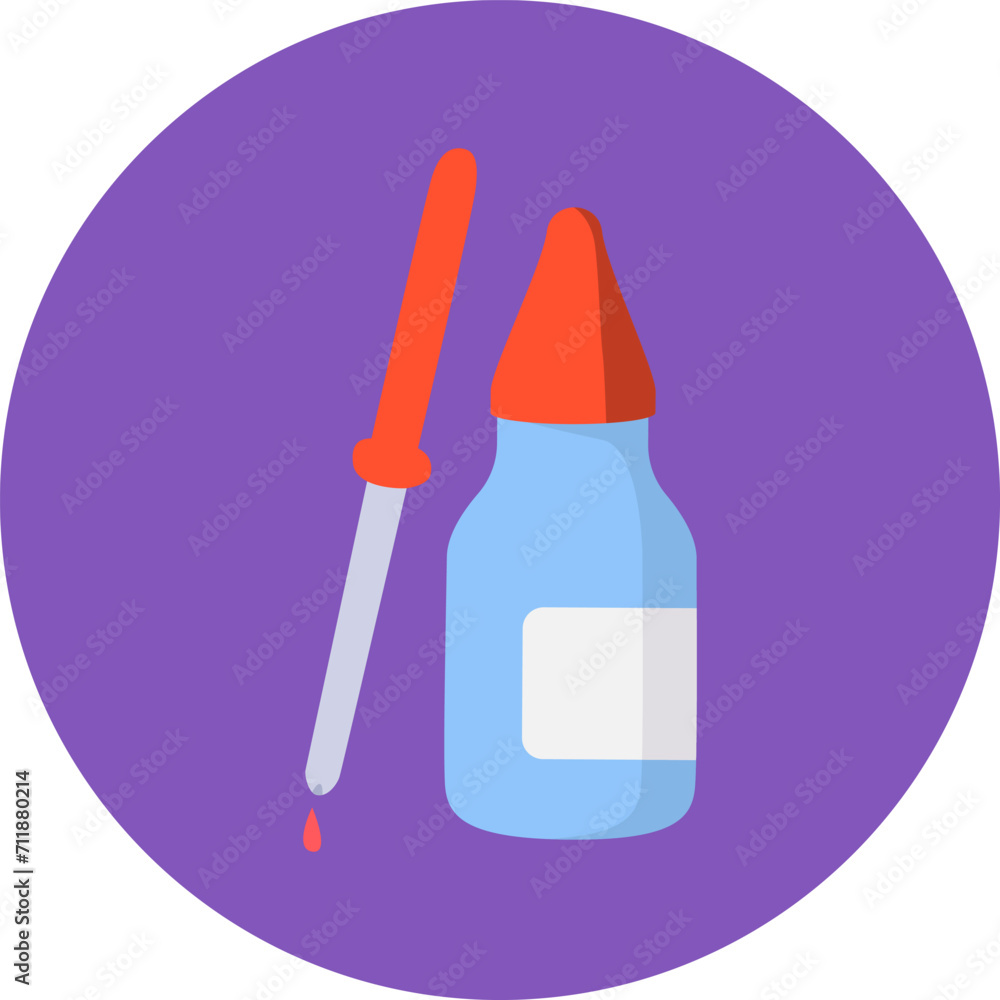 Dropper bottle with pipette and single drop of liquid. Simple flat design medical or cosmetic bottle vector illustration. Dropper bottle with pipette and single drop of liquid. Simple flat design medical or cosmetic bottle vector illustration.