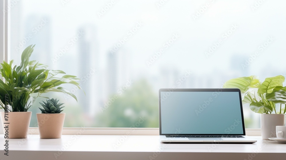 Serene Home Office with Cityscape View Serene Home Office with Cityscape View
