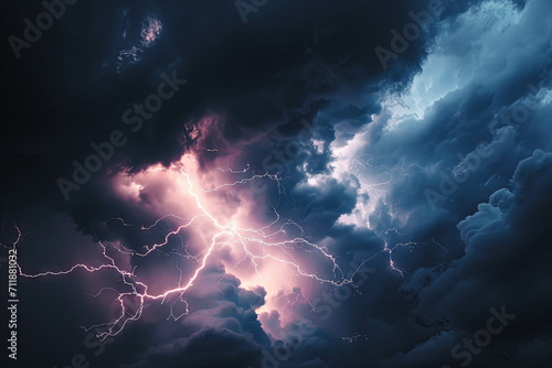 Lightning in the sky with storm clouds