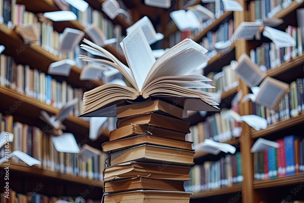 A stack of open books with pages fluttering, conveying the notion of gaining knowledge and inspiration A stack of open books with pages fluttering, conveying the notion of gaining knowledge and inspiration