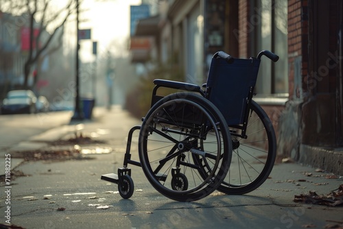 Wheelchair Parked on Sidewalk