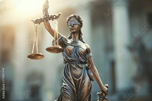 Statue of Lady Justice Holding a Scale of Justice