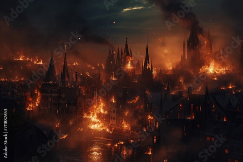 City Engulfed in Flames and Smoke © Ilugram