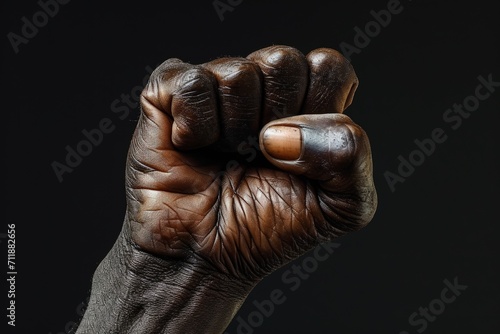 Close-Up of Persons Fist on Black Background