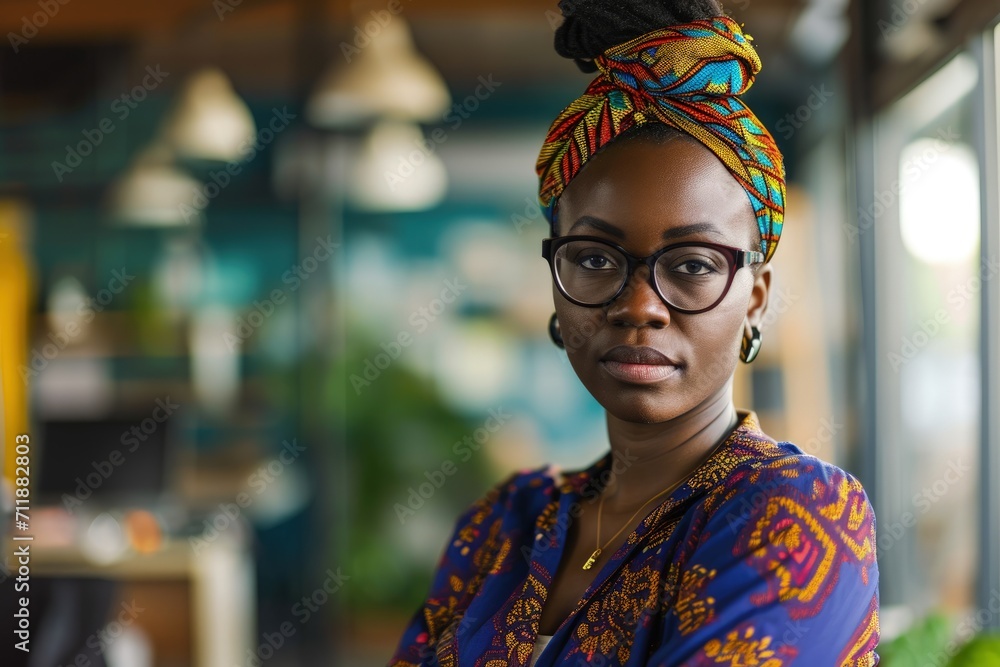 Woman Wearing Glasses and Head Wrap