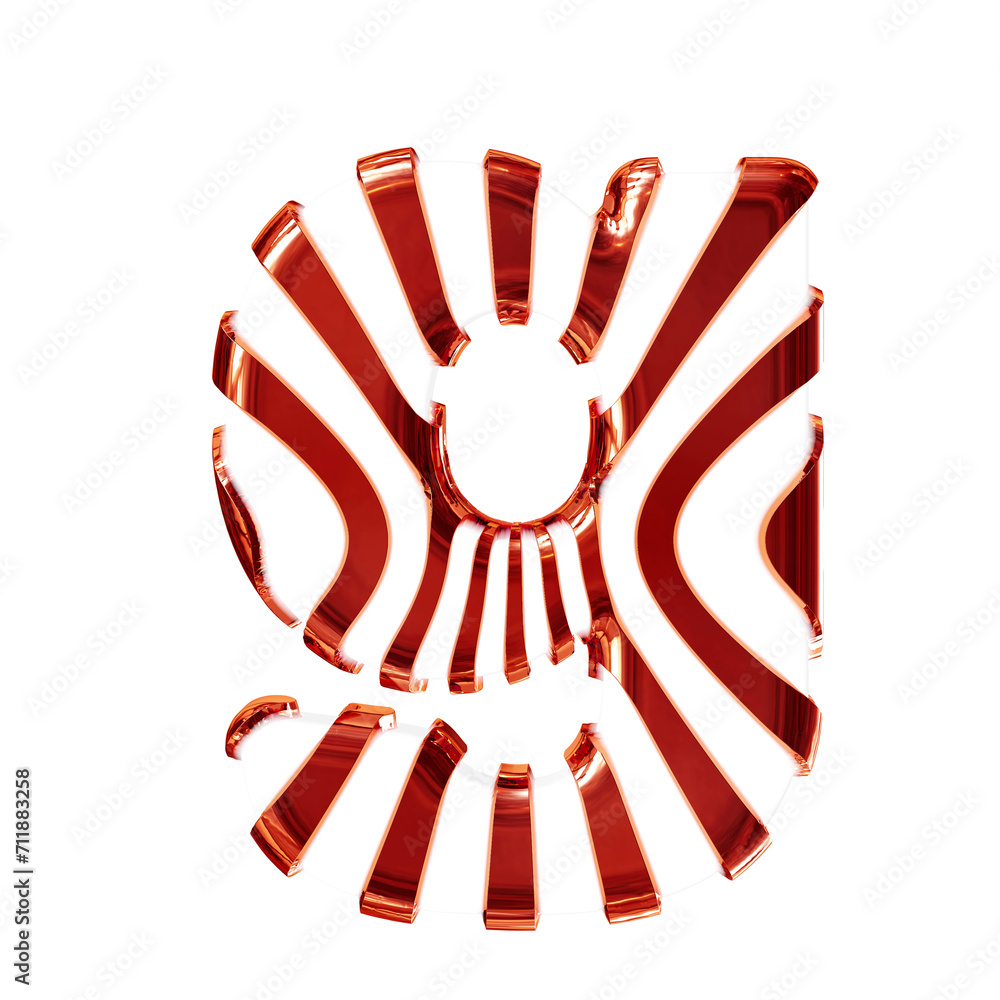 White symbol with red thin vertical straps. letter g White symbol with red thin vertical straps. letter g