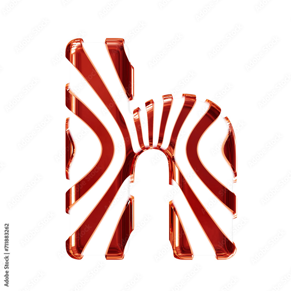 White symbol with red thin vertical straps. letter h White symbol with red thin vertical straps. letter h